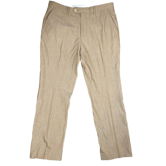 Indochino Men's Brown Wool Flat Front Dress Work Career Trouser Pants W36 L30 - Picture 1 of 6